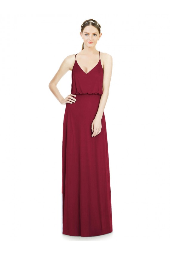 A-Line V-Neck Soft Chiffon Long Burgundy Evening Gowns / Bridesmaid Dress Sydney