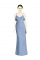 A-Line V-Neck Soft Chiffon Long Dusty Blue Bridesmaid Dresses Sydney