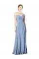 A-Line Strapless Chiffon Long Dusty Blue Wedding Party Dress Sydney