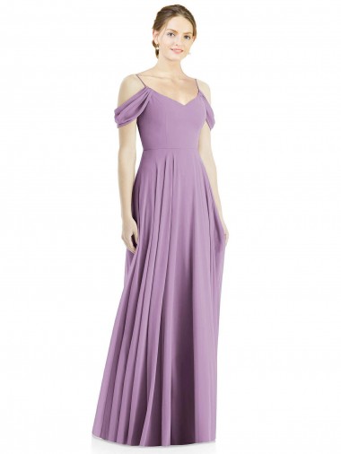 A-Line Spaghetti Straps Soft Chiffon Long Dark Lavender Semi Formal Evening Dress / Bridesmaid Dress Sydney