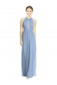 A-Line Halter Neck Chiffon Long Dusty Blue Wedding Party Dress Sydney
