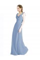 A-Line V-Neck Chiffon Long Floor Length Dusty Blue Bridesmaid Dress Sydney