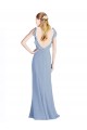A-Line V-Neck Chiffon Long Floor Length Dusty Blue Bridesmaid Dress Sydney