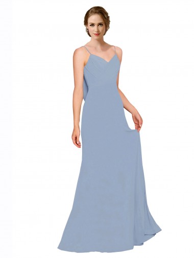 A-Line Sweetheart Chiffon Long Dusty Blue Bridesmaid Dress / Evening Dress Sydney