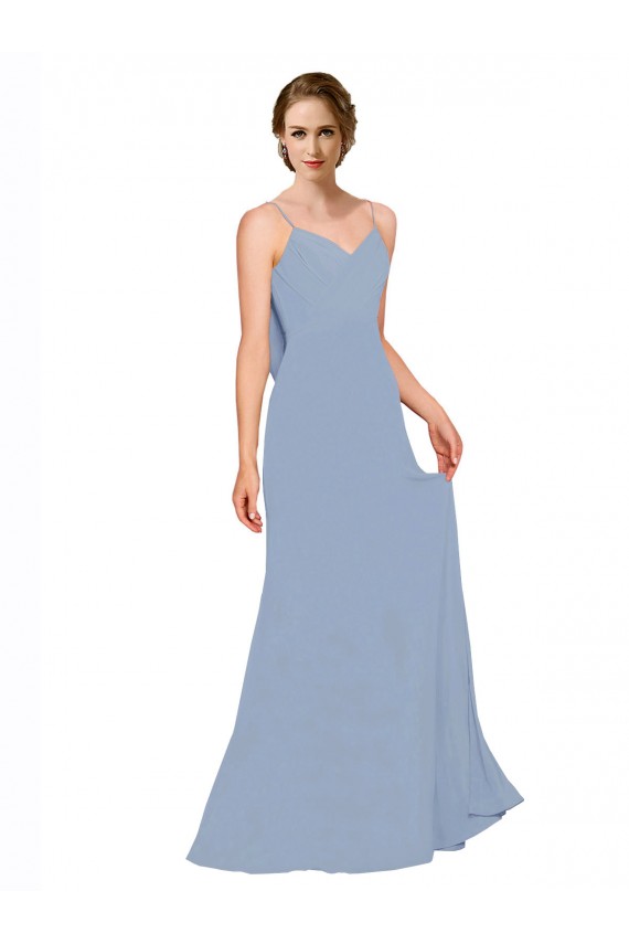 A-Line Sweetheart Chiffon Long Dusty Blue Bridesmaid Dress / Evening Dress Sydney