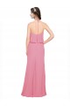 A-Line High Neck Soft Chiffon Long Skin Pink Bridesmaid Dress Sydney