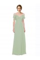 A-Line Sweetheart Lxue Chiffon Long Smoke Green Bridesmaid Dress Sydney