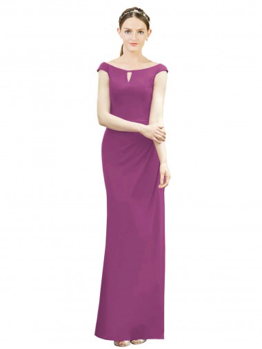 Mermaid High Neck Soft Chiffon Long Wild Berry Bridesmaid Dress Sydney