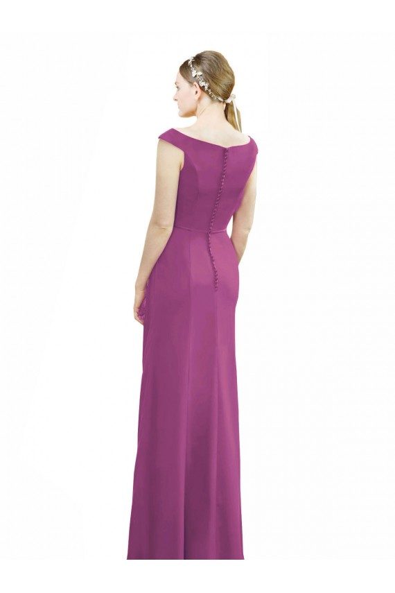 Mermaid High Neck Soft Chiffon Long Wild Berry Bridesmaid Dress Sydney