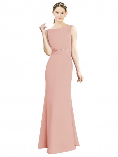 Mermaid High Neck Soft Chiffon Long Bliss Pink Bridesmaid Dress Sydney
