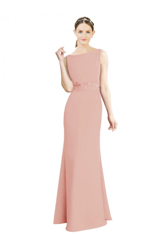 Mermaid High Neck Soft Chiffon Long Bliss Pink Bridesmaid Dress Sydney