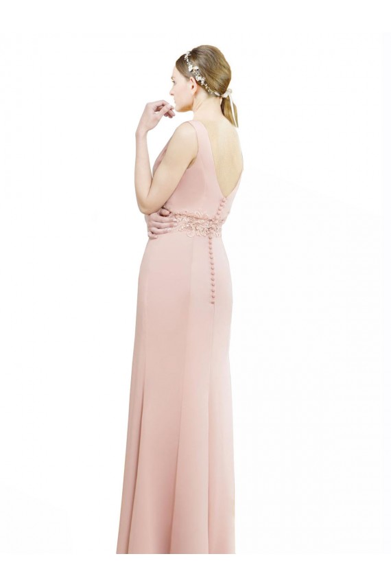 Mermaid High Neck Soft Chiffon Long Bliss Pink Bridesmaid Dress Sydney