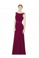 A-Line High Neck Soft Chiffon Long Burgundy Bridesmaid Dress Sydney