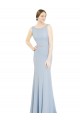 A-Line High Neck Soft Chiffon Long Light Sky Blue Bridesmaid Dress Sydney