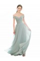 A-Line Off the Shoulder Soft Chiffon & Lace Long Sea Glass Bridesmaid Dress Sydney