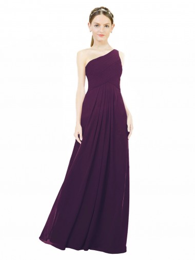 A-Line One Shoulder Chiffon Long Grape Bridesmaid Dress / Evening Dress Sydney
