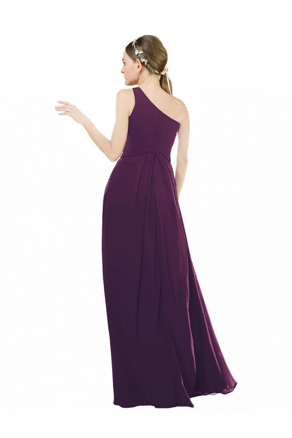 A-Line One Shoulder Chiffon Long Grape Bridesmaid Dress / Evening Dress Sydney