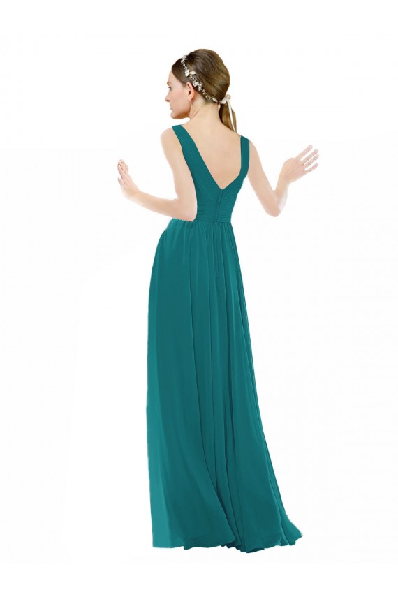 A-Line V-Neck Chiffon Long Hunter Bridesmaid Gowns Sydney