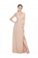 A-Line V-Neck Luxe Chiffon Long Pink Bridesmaid Dress / Evening Dress Sydney