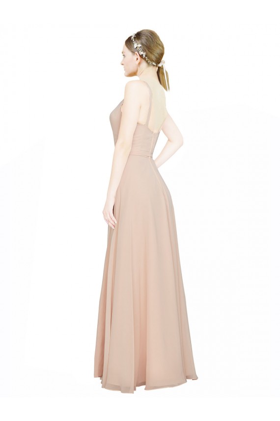 A-Line V-Neck Luxe Chiffon Long Pink Bridesmaid Dress / Evening Dress Sydney