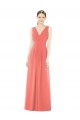 A-Line V-Neck Soft Chiffon Long Coral Bridesmaid Dress Sydney