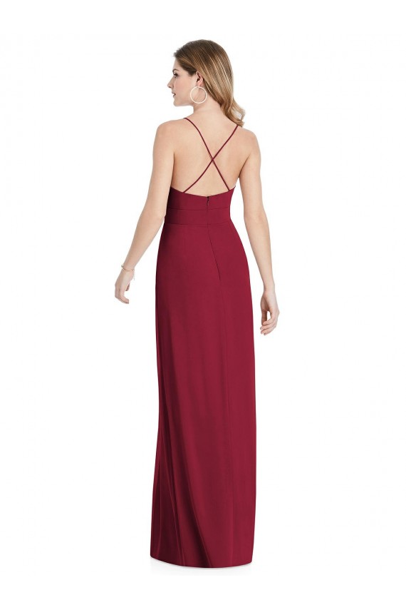A-Line V-Neck Soft Chiffon Long Burgundy Semi Formal Evening Dress / Bridesmaid Dress Sydney