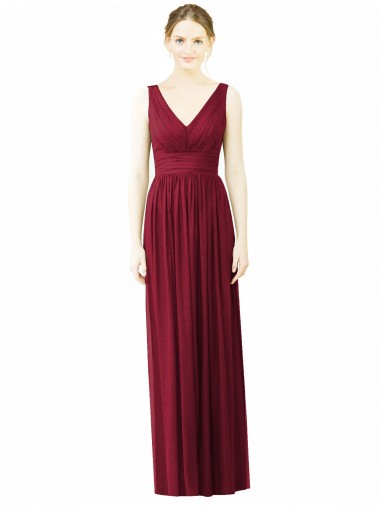 A-Line V-Neck Soft Chiffon Long Burgundy Bridesmaid Dress / Formal Dress Sydney