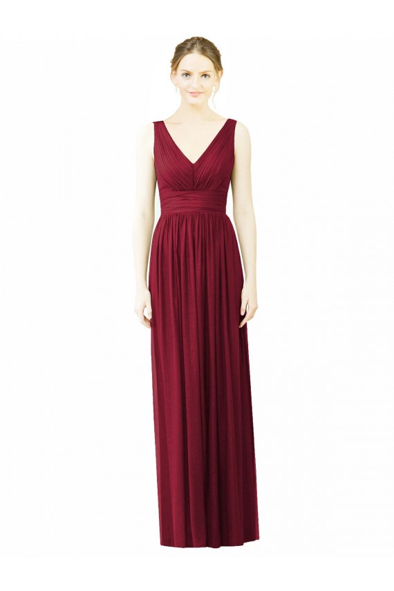 A-Line V-Neck Soft Chiffon Long Burgundy Bridesmaid Dress / Formal Dress Sydney