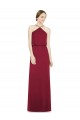 A-Line Halter Neck Soft Chiffon Long Burgundy Bridesmaid Dress Sydney