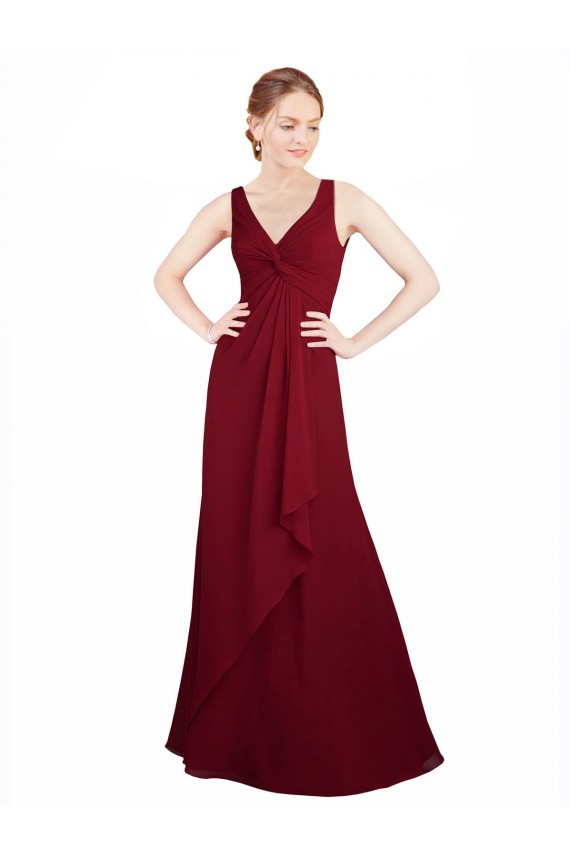 A-Line V-Neck Chiffon Long Burgundy Bridesmaid Dress / Evening Dress Sydney