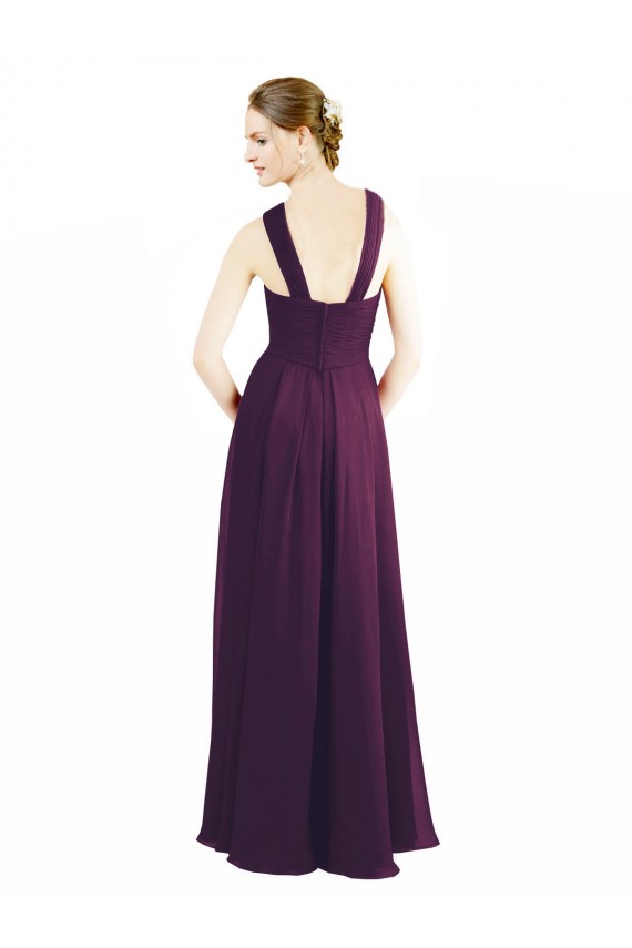 A-Line Halter Neck Soft Chiffon Long Grape Bridesmaid Dress Sydney