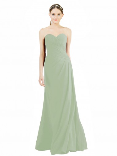 A-Line Sweetheart Soft Chiffon Long Smoke Green Bridesmaid Dress Sydney