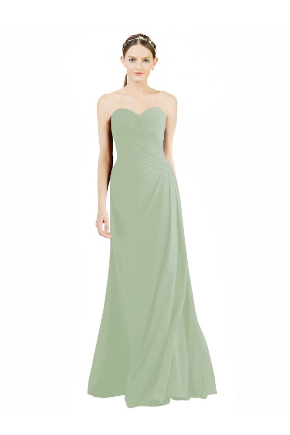 A-Line Sweetheart Soft Chiffon Long Smoke Green Bridesmaid Dress Sydney