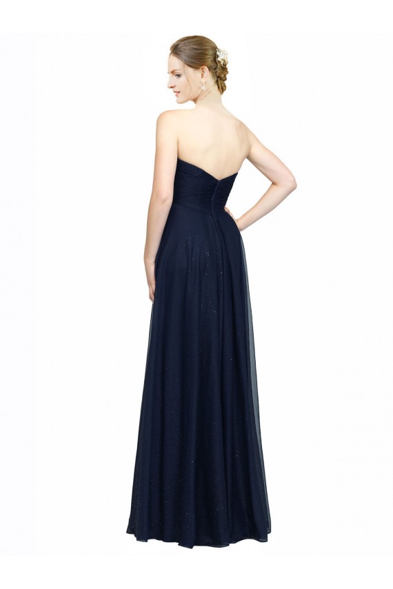 A-Line Strapless Chiffon Long Dark Navy Bridesmaid Dress / Evening Dress Sydney