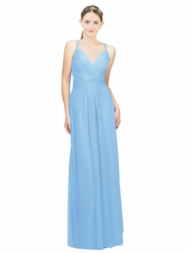 A-Line V-Neck Chiffon Long Periwinkle Bridesmaid Dress / Evening Dress Sydney
