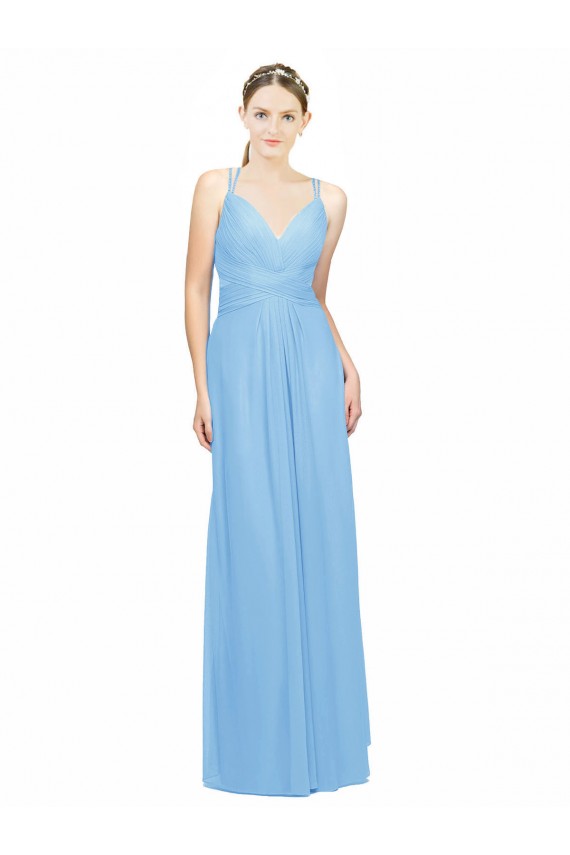 A-Line V-Neck Chiffon Long Periwinkle Bridesmaid Dress / Evening Dress Sydney