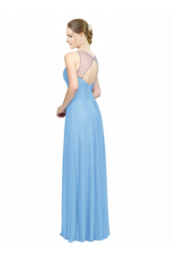 A-Line V-Neck Chiffon Long Periwinkle Bridesmaid Dress / Evening Dress Sydney