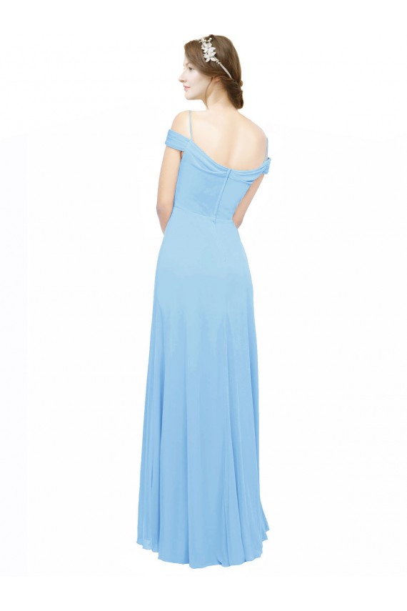 A-Line Spaghetti Straps Soft Chiffon Long Periwinkle Bridesmaid Dress Sydney