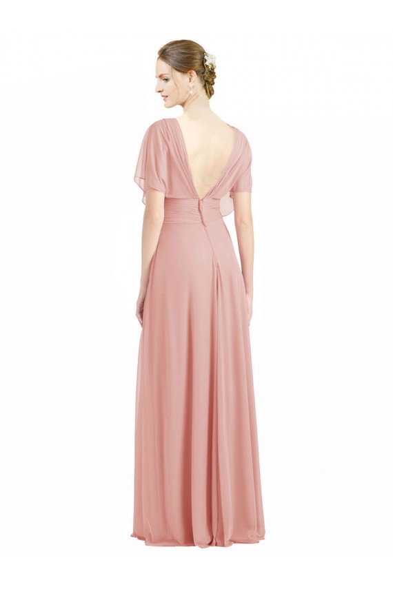 A-Line V-Neck Soft Chiffon Long Bliss Pink Bridesmaid Dress / Formal Dress Sydney