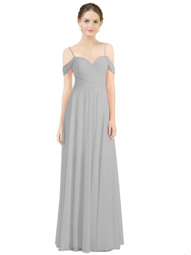 A-Line Sweetheart Lxue Chiffon Long Silver Bridesmaid Dress Sydney