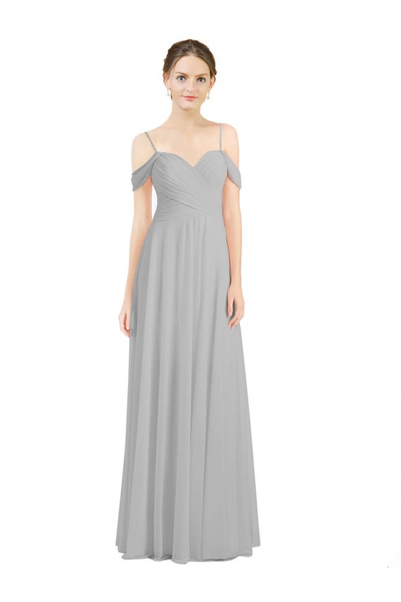 A-Line Sweetheart Lxue Chiffon Long Silver Bridesmaid Dress Sydney