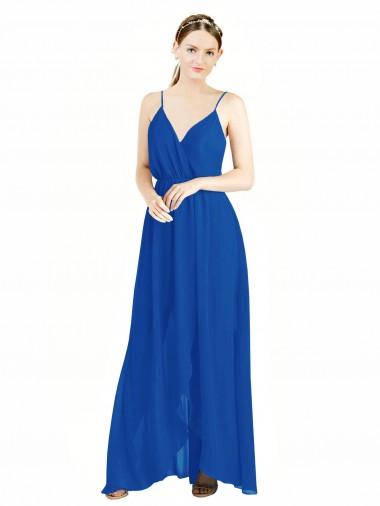A-Line V-Neck Luxe Chiffon Long Royal Blue Bridesmaid Dress Sydney