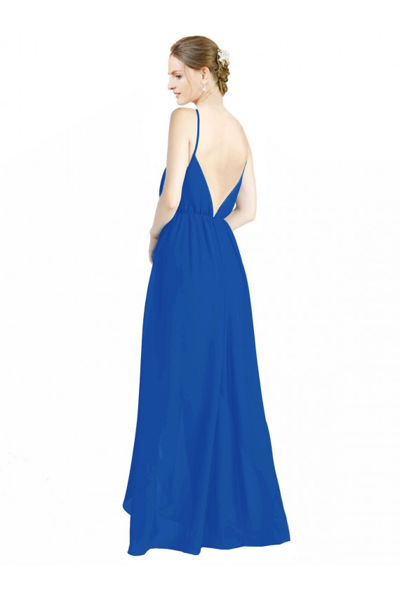 A-Line V-Neck Luxe Chiffon Long Royal Blue Bridesmaid Dress Sydney