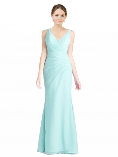 Mermaid V-Neck Soft Chiffon & Lace Long Waterfall Bridesmaid Dress Sydney