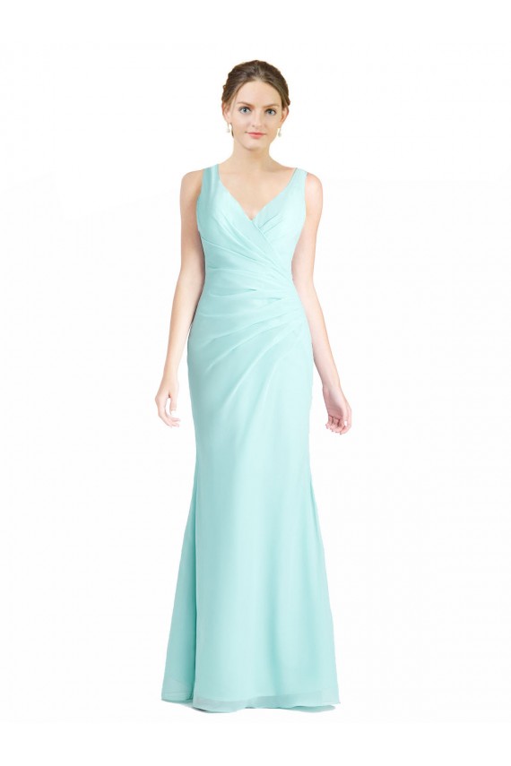 Mermaid V-Neck Soft Chiffon & Lace Long Waterfall Bridesmaid Dress Sydney