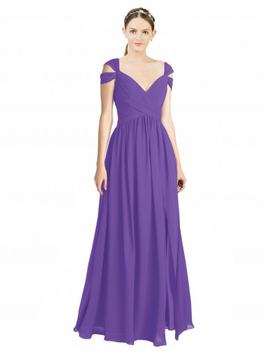 A-Line Sweetheart Soft Chiffon Long Purple Bridesmaid Dress Sydney