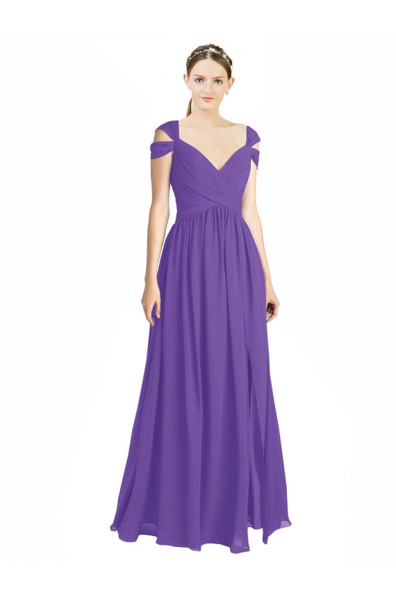A-Line Sweetheart Soft Chiffon Long Purple Bridesmaid Dress Sydney