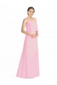 A-Line Spaghetti Straps Soft Chiffon Long Barely Pink Bridesmaid Dress Sydney