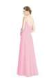 A-Line Spaghetti Straps Soft Chiffon Long Barely Pink Bridesmaid Dress Sydney