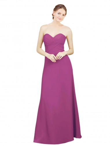 A-Line Sweetheart Soft Chiffon Long Wild Berry Bridesmaid Dress Sydney